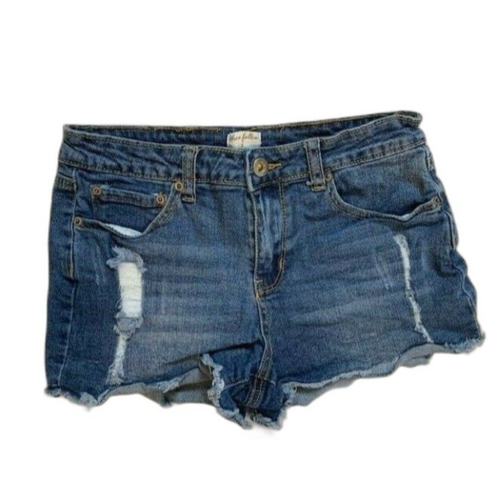 Others Follow Womens Size 3 Denim Shorts Medium Wash Stretch Rip Torn Distress